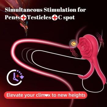 Vibrating cock ring with rose clitoral stimulator for couples in Pakistan. Dual pleasure, powerful vibrations, body-safe silicone, discreet delivery.