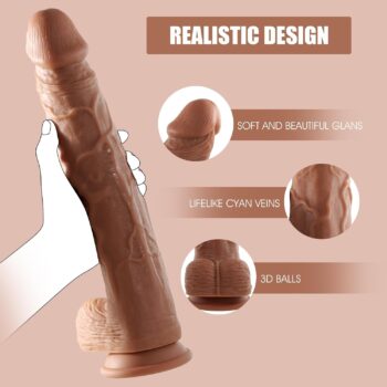 Realistic Silicone Dildo with Curved Shaft and Balls